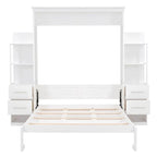 Queen Size Wall Bed with Shelves, Drawers and LED Lights