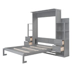 Queen Size Wall Bed with Shelves, Drawers and LED Lights