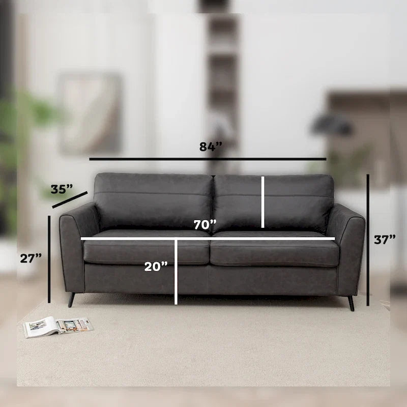 Faux Leather Sleeper Sofa with Memory Foam Mattress