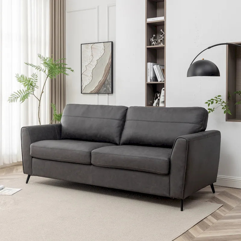 Faux Leather Sleeper Sofa with Memory Foam Mattress