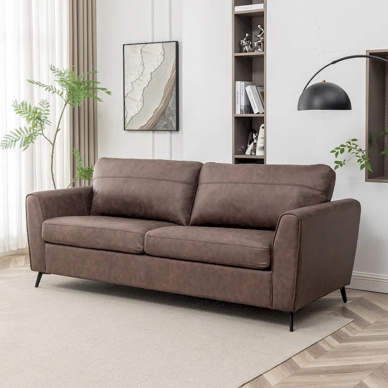 Faux Leather Sleeper Sofa with Memory Foam Mattress