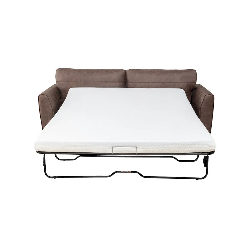 Faux Leather Sleeper Sofa with Memory Foam Mattress