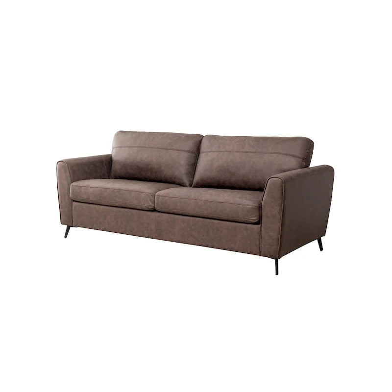 Faux Leather Sleeper Sofa with Memory Foam Mattress