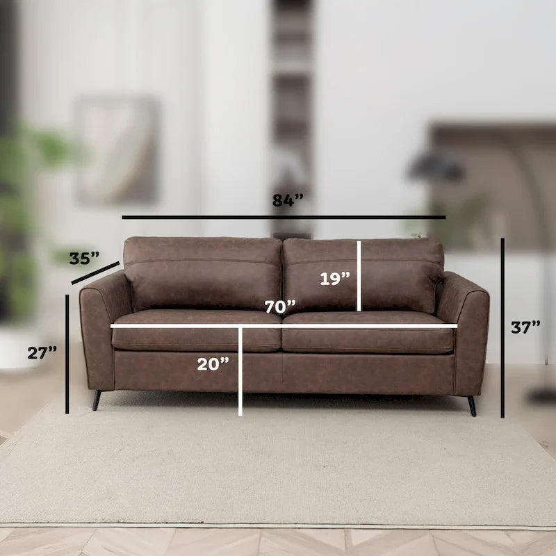Faux Leather Sleeper Sofa with Memory Foam Mattress