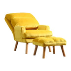 2-Piece Accent Chair and Ottoman Set with Splayed Legs, Yellow