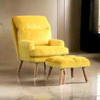 2-Piece Accent Chair and Ottoman Set with Splayed Legs, Yellow