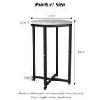 Round End Table Set of 2 with Faux Marble Top and Metal Frame