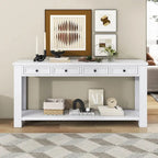 4-Drawer Console Table with Lower Shelf