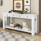 4-Drawer Console Table with Lower Shelf