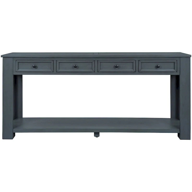 4-Drawer Console Table with Lower Shelf