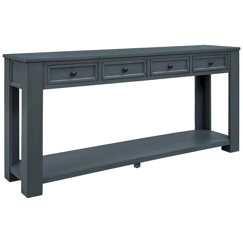 4-Drawer Console Table with Lower Shelf