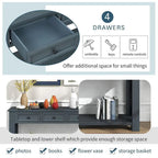 4-Drawer Console Table with Lower Shelf