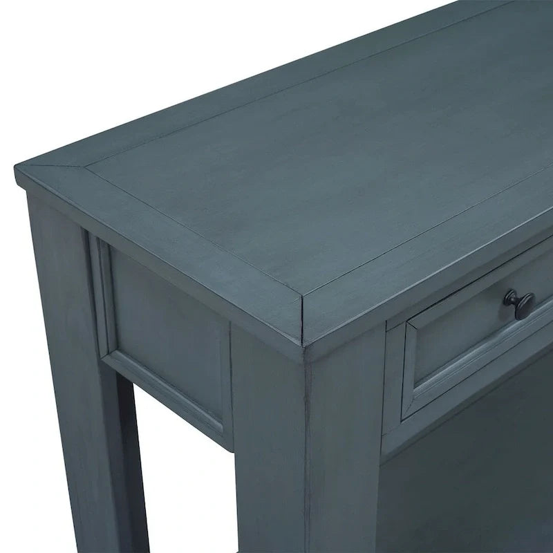 4-Drawer Console Table with Lower Shelf