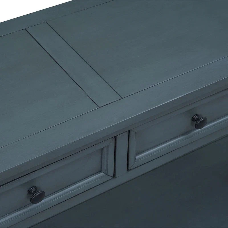 4-Drawer Console Table with Lower Shelf