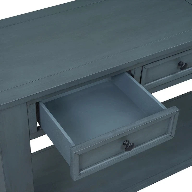 4-Drawer Console Table with Lower Shelf