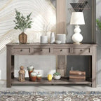 4-Drawer Console Table with Lower Shelf