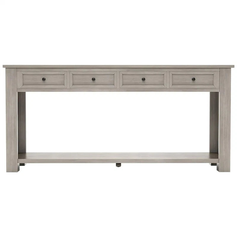 4-Drawer Console Table with Lower Shelf