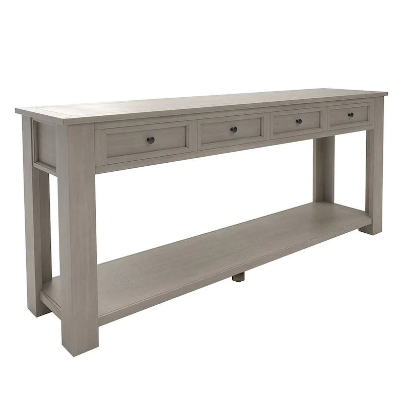 4-Drawer Console Table with Lower Shelf