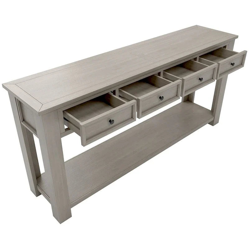 4-Drawer Console Table with Lower Shelf