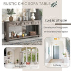 4-Drawer Console Table with Lower Shelf