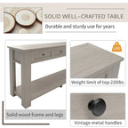 4-Drawer Console Table with Lower Shelf