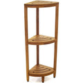 Three-Tier Corner Teak Bath Shelf