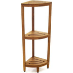 Three-Tier Corner Teak Bath Shelf