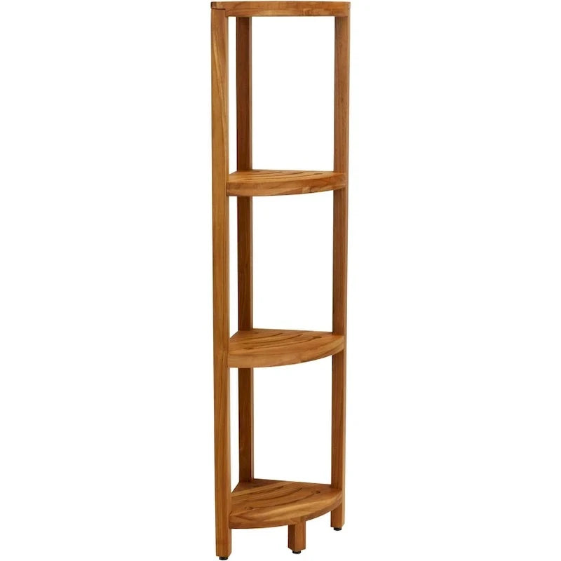 Three-Tier Corner Teak Bath Shelf