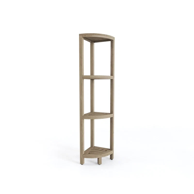 Three-Tier Corner Teak Bath Shelf