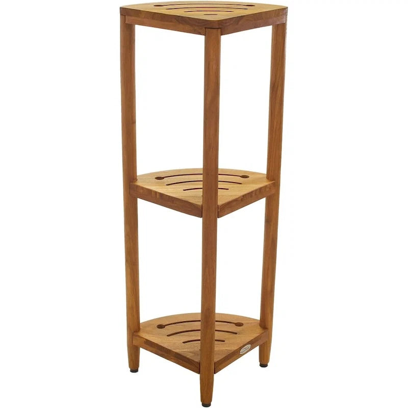 Three-Tier Corner Teak Bath Shelf