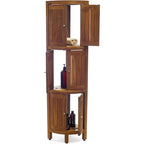 Three-Tier Corner Teak Bath Shelf