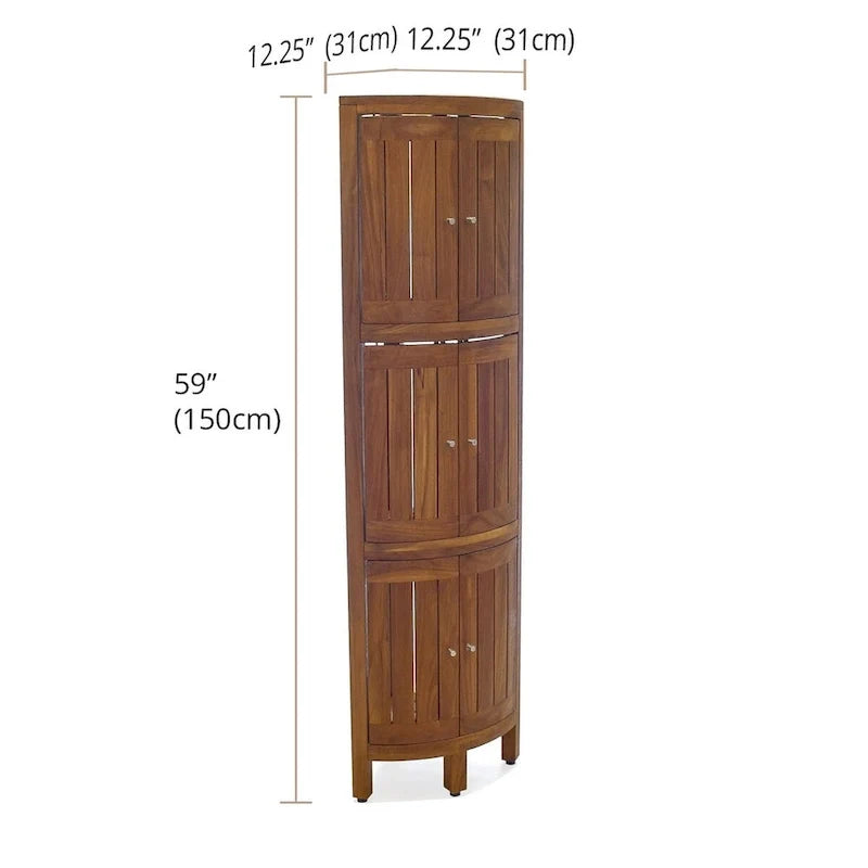 Three-Tier Corner Teak Bath Shelf