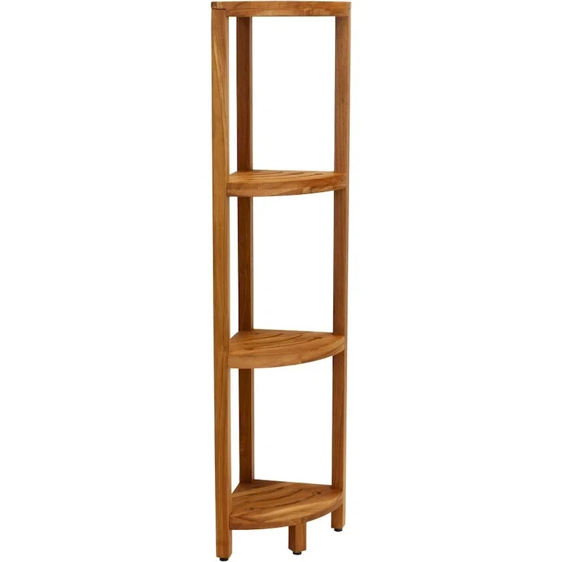 Three-Tier Corner Teak Bath Shelf