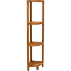 Three-Tier Corner Teak Bath Shelf