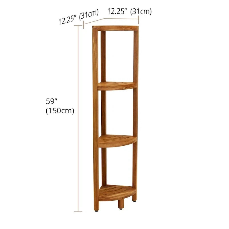 Three-Tier Corner Teak Bath Shelf
