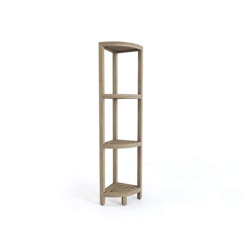 Three-Tier Corner Teak Bath Shelf