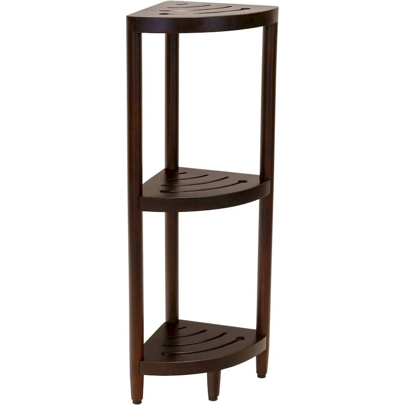 Three-Tier Corner Teak Bath Shelf