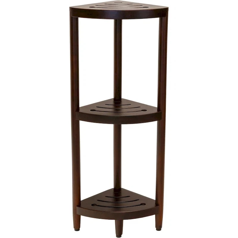 Three-Tier Corner Teak Bath Shelf