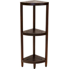 Three-Tier Corner Teak Bath Shelf