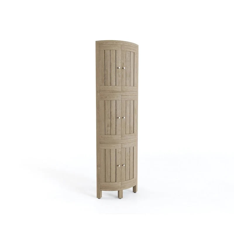 Three-Tier Corner Teak Bath Shelf